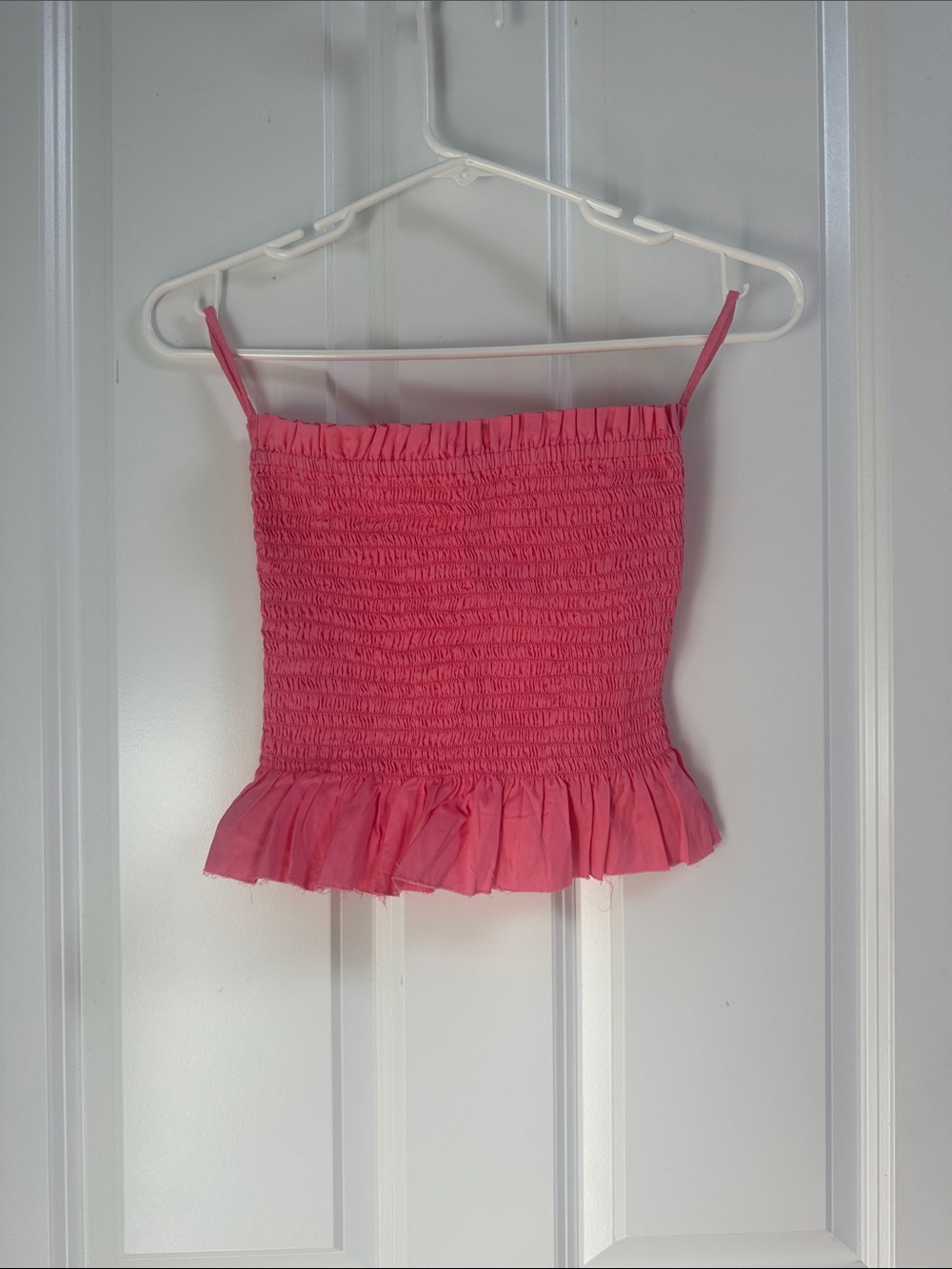 Mikoh Coral Pink Smocked Tube Top with Ruffle